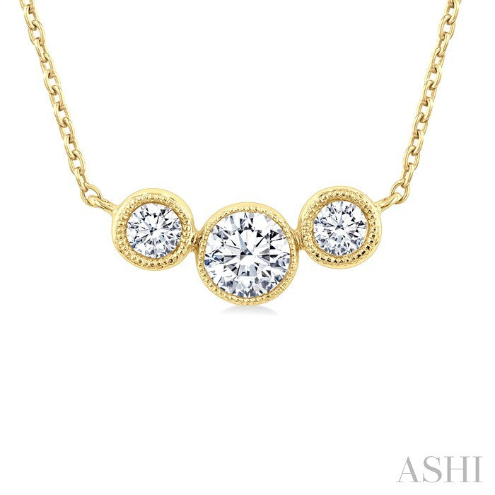 3 Stone Bezel Set Diamond Necklace