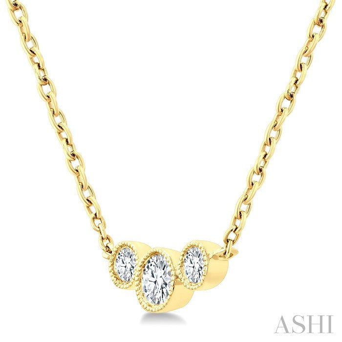 3 Stone Bezel Set Diamond Necklace