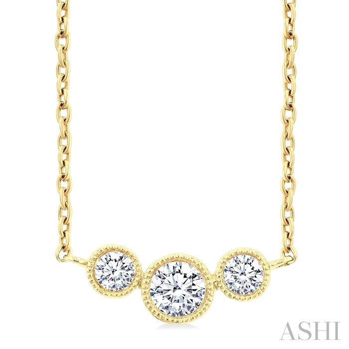 3 Stone Bezel Set Diamond Necklace