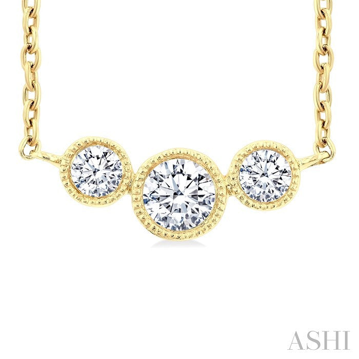 3 Stone Bezel Set Diamond Necklace
