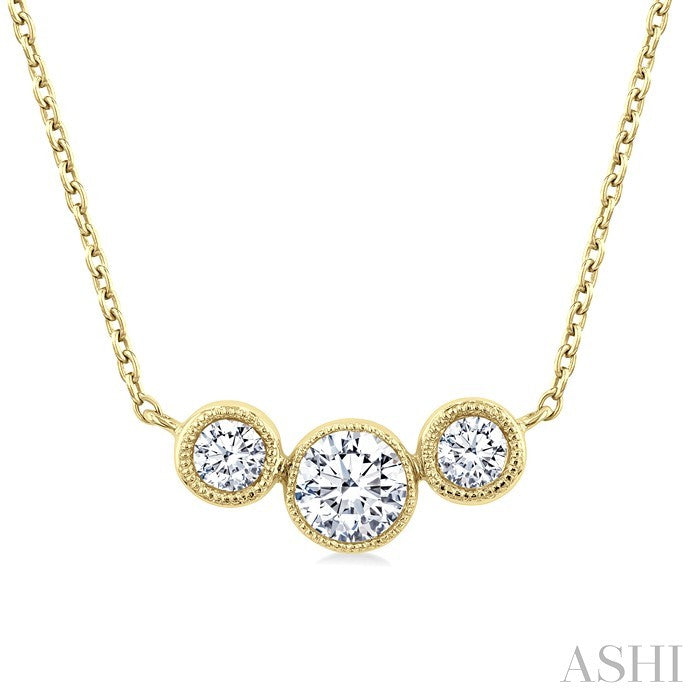 3 Stone Bezel Set Diamond Necklace