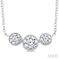 3 Stone Bezel Set Diamond Necklace