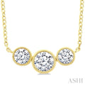 3 Stone Bezel Set Diamond Necklace