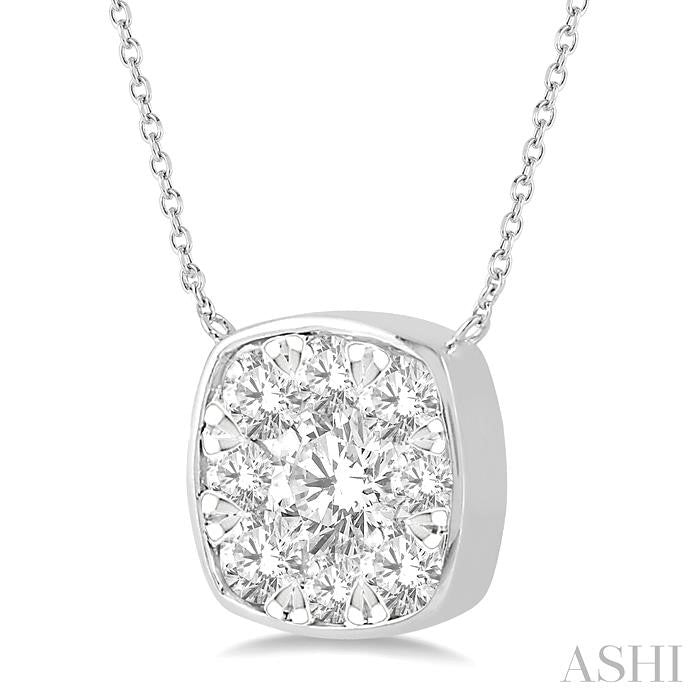 Cushion Shape Bezel Set Lovebright Essential Diamond Pendant