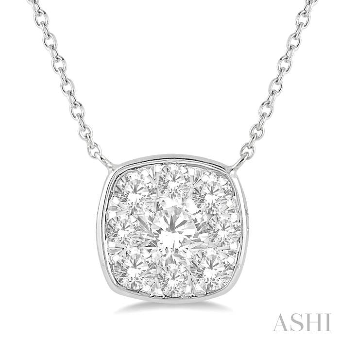 Cushion Shape Bezel Set Lovebright Essential Diamond Pendant