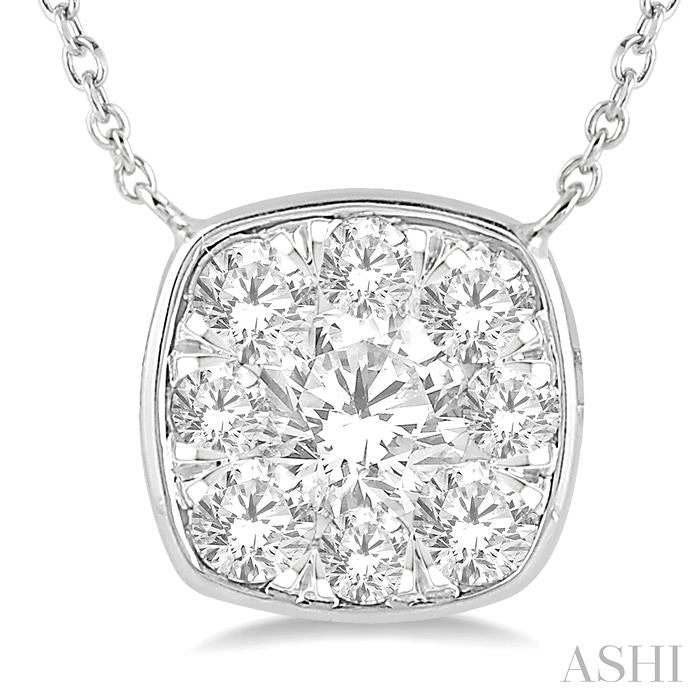 Cushion Shape Bezel Set Lovebright Essential Diamond Pendant
