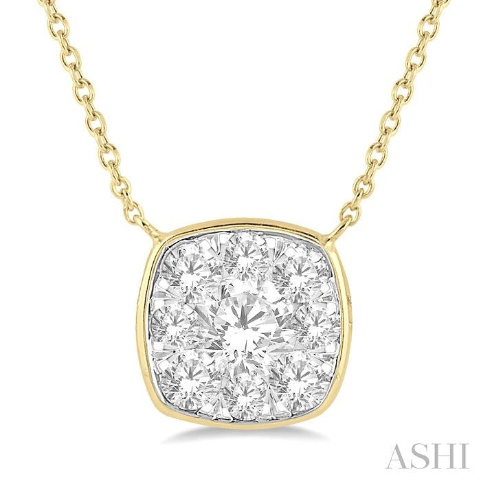 Cushion Shape Bezel Set Lovebright Essential Diamond Pendant