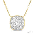 Cushion Shape Bezel Set Lovebright Essential Diamond Pendant