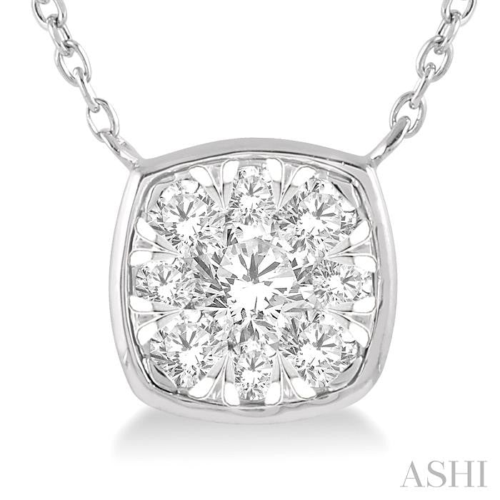 Cushion Shape Bezel Set Lovebright Essential Diamond Pendant