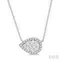 Pear Shape East-West Halo Lovebright Essential Diamond Pendant