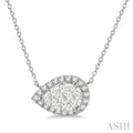 Pear Shape East-West Halo Lovebright Essential Diamond Pendant