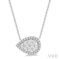 Pear Shape East-West Halo Lovebright Essential Diamond Pendant