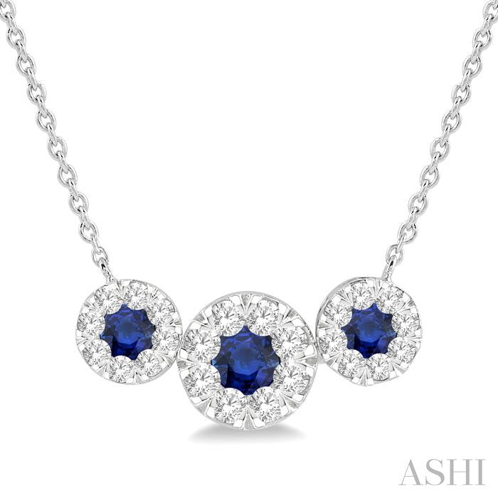 Round Shape Past Present & Future Lovebright Gemstone & Diamond Necklace