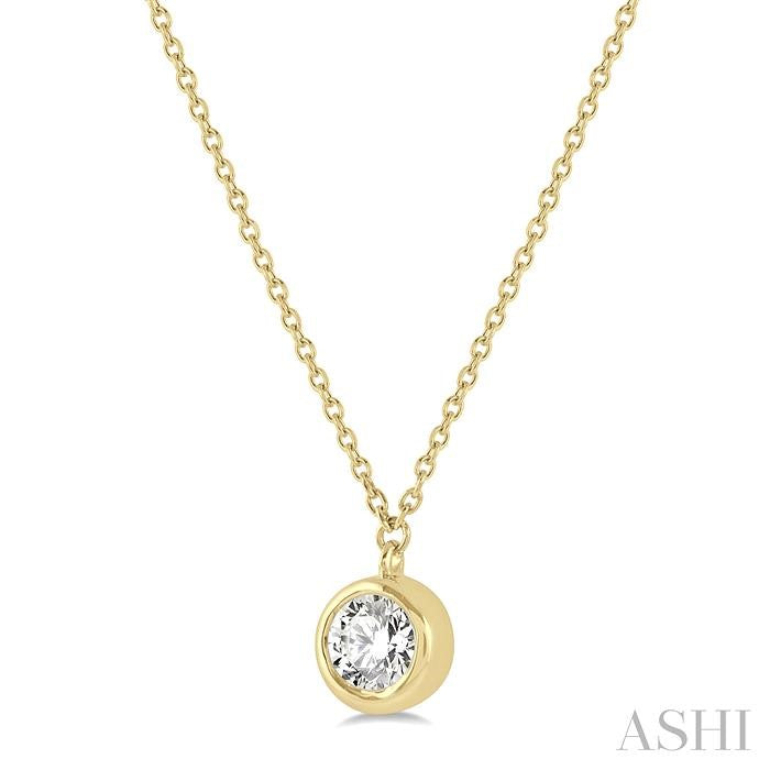 Round Shape Bezel Set Diamond Pendant