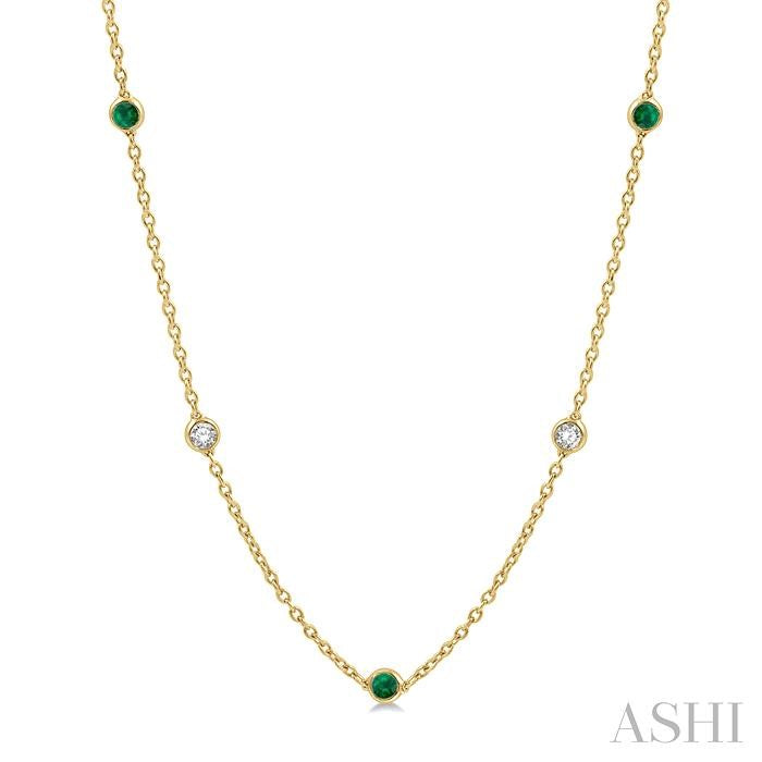 Gemstone & Diamond Station Necklace