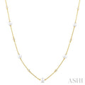 Pearl & Diamond Station Necklace