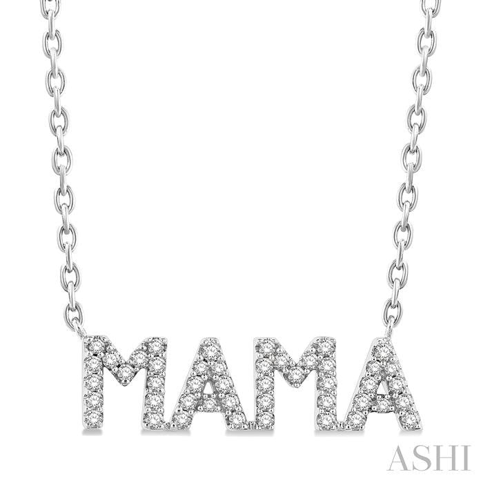 Block 'MAMA' Diamond Name Necklace
