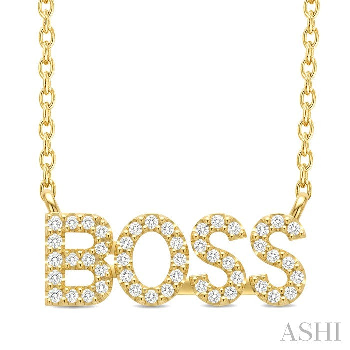 Block 'BOSS' Diamond Name Necklace