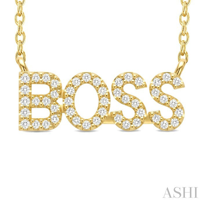 Block 'BOSS' Diamond Name Necklace
