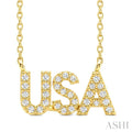 Block 'USA' Diamond Name Necklace