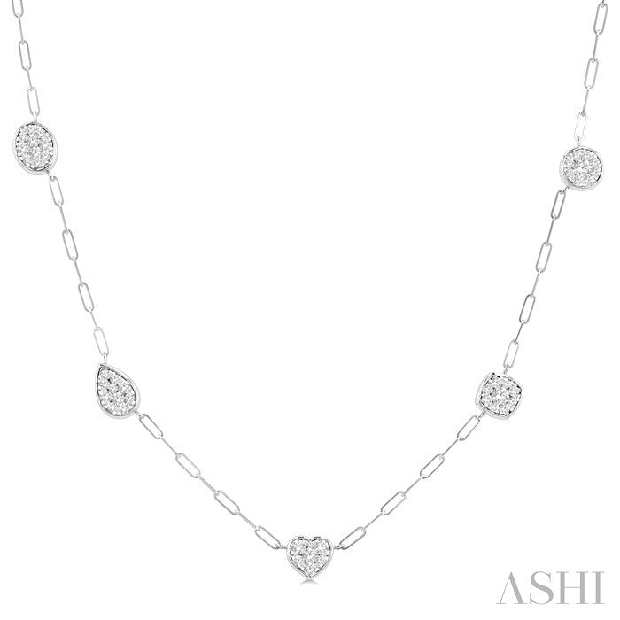 Mixed Shape Paperclip Lovebright Diamond Station Necklace