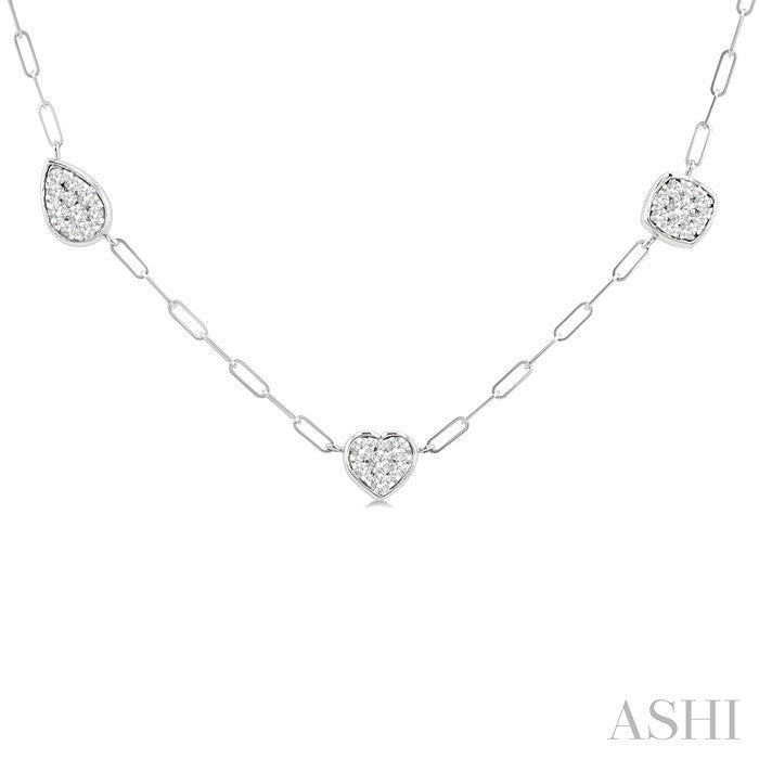 Mixed Shape Paperclip Lovebright Diamond Station Necklace