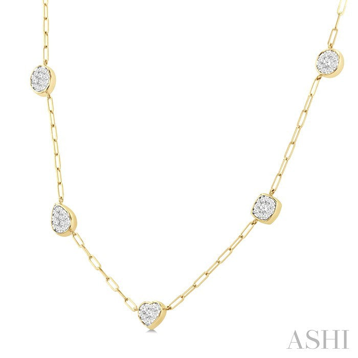 Mixed Shape Paperclip Lovebright Diamond Station Necklace