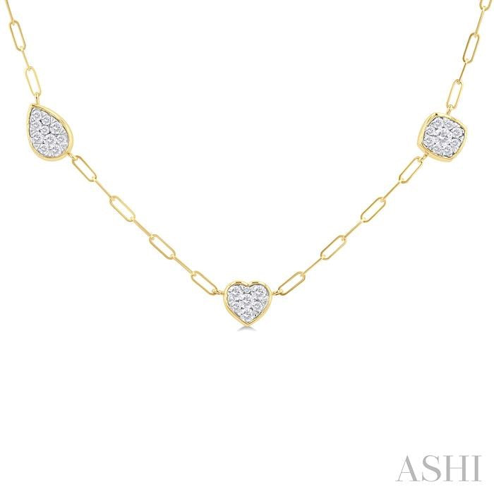 Mixed Shape Paperclip Lovebright Diamond Station Necklace