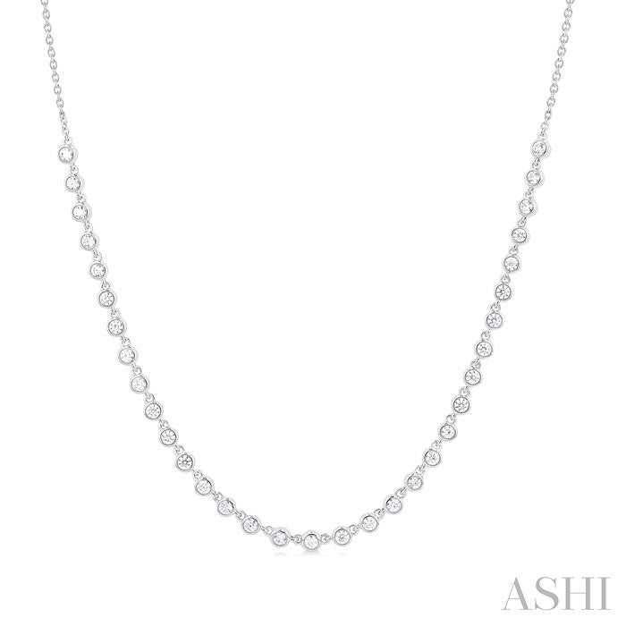 Halfway Bezel Set Diamond Tennis Necklace