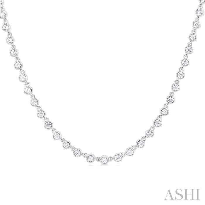 Halfway Bezel Set Diamond Tennis Necklace