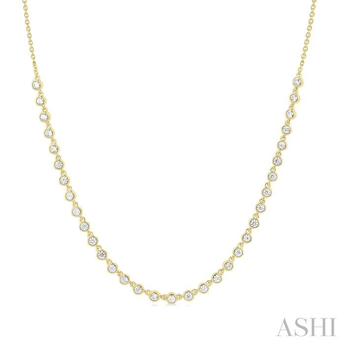 Halfway Bezel Set Diamond Tennis Necklace