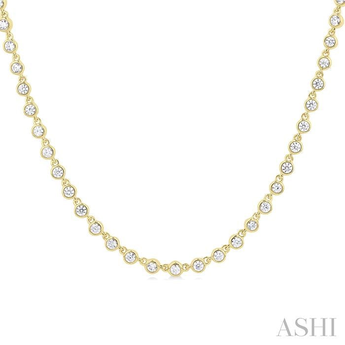 Halfway Bezel Set Diamond Tennis Necklace