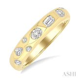 1/3 Ctw Bezel Set Mixed Shape Diamond Cut Fashion Band in 14K Yellow Gold
