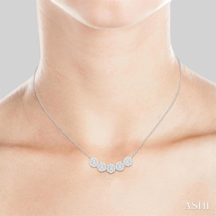 Round Shape 5 Stone Lovebright Essential Diamond Smile Necklace