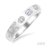 1/3 Ctw Bezel Set Mixed Shape Diamond Cut Fashion Band in 14K White Gold