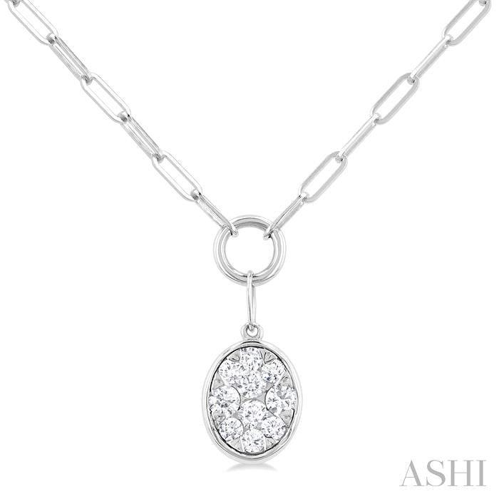 Oval Shape Lovebright Bezel Paperclip Necklace