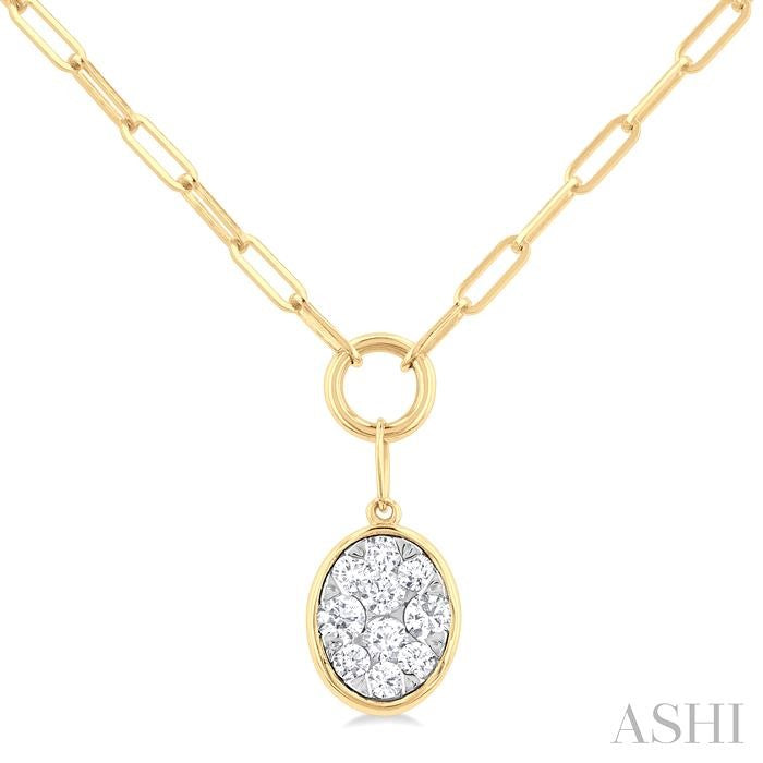 Oval Shape Lovebright Bezel Paperclip Necklace