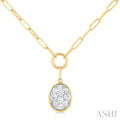 Oval Shape Lovebright Bezel Paperclip Necklace