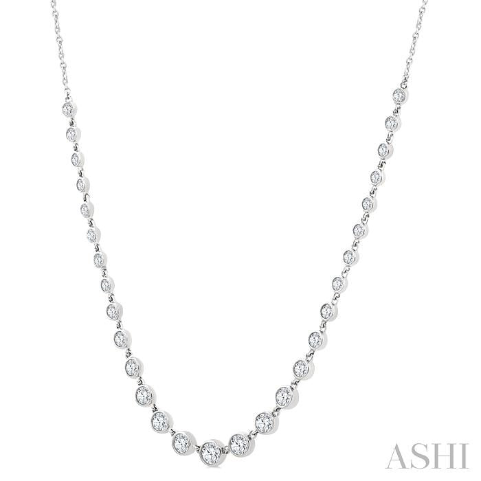 Halfway Graduated Bezel Set Diamond Tennis Necklace