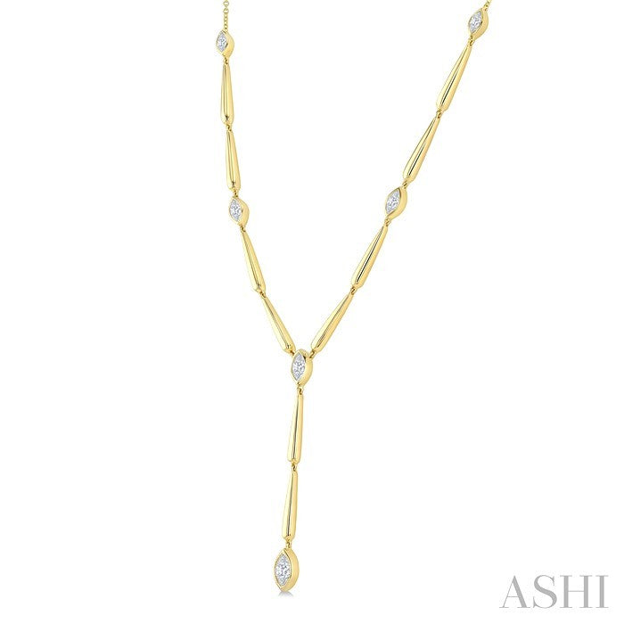 Marquise Shape Teardrop Bar Diamond Fashion Necklace
