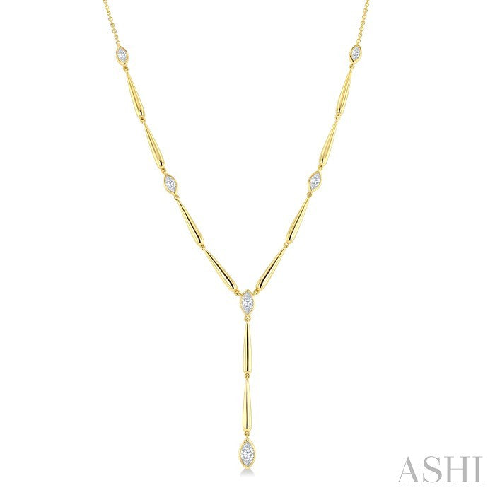 Marquise Shape Teardrop Bar Diamond Fashion Necklace