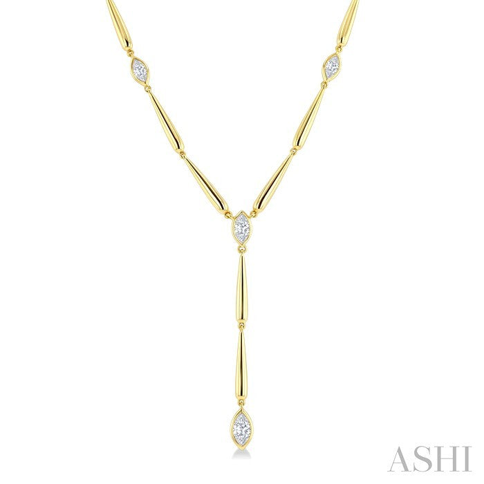 Marquise Shape Teardrop Bar Diamond Fashion Necklace