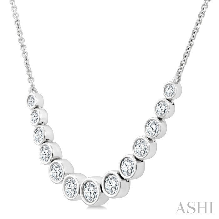 Bezel Set Graduated Diamond Smile Necklace