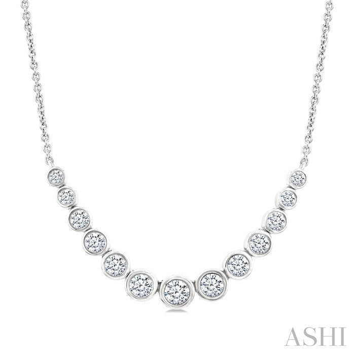Bezel Set Graduated Diamond Smile Necklace