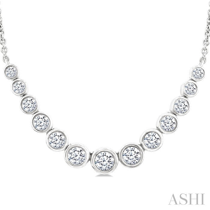 Bezel Set Graduated Diamond Smile Necklace