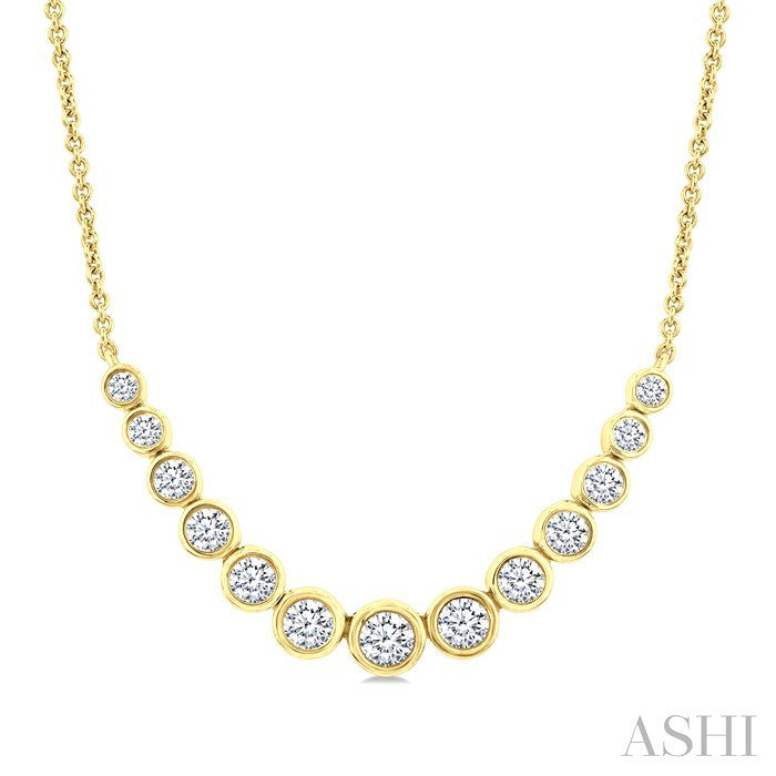 Bezel Set Graduated Diamond Smile Necklace