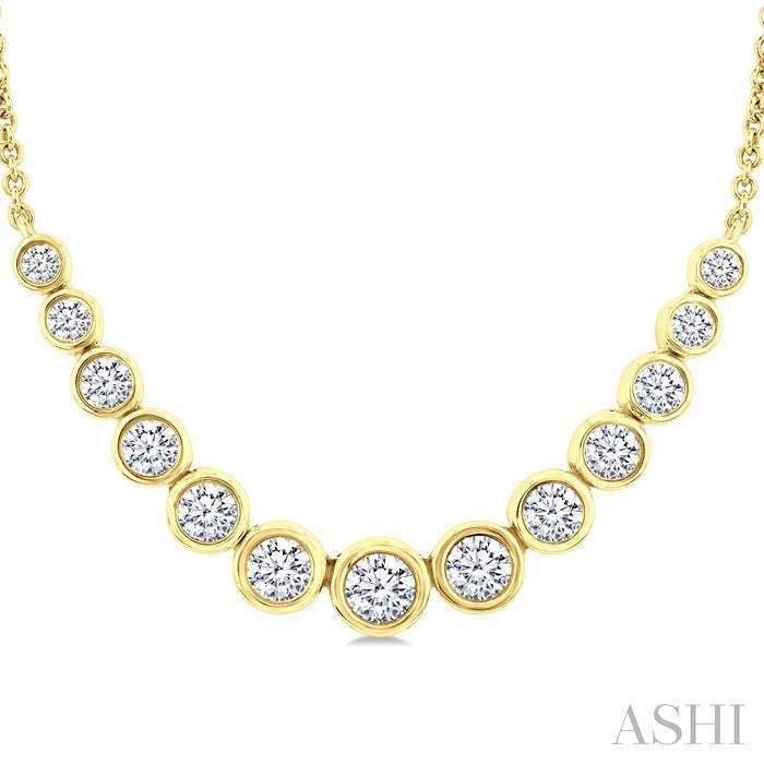 Bezel Set Graduated Diamond Smile Necklace