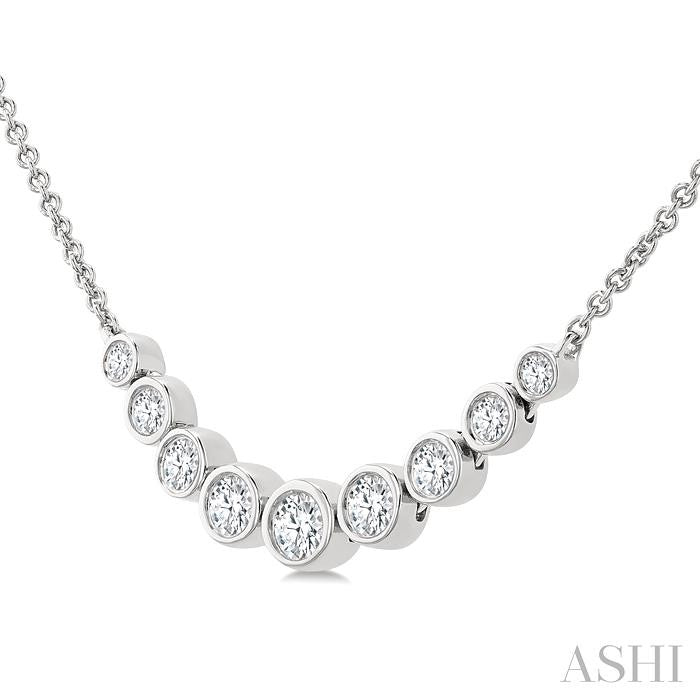 Bezel Set Graduated Diamond Smile Necklace