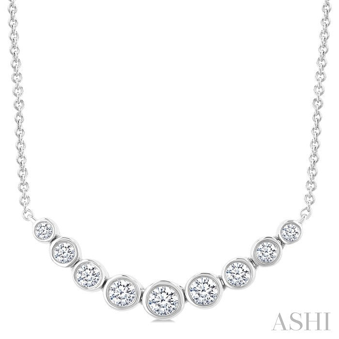 Bezel Set Graduated Diamond Smile Necklace