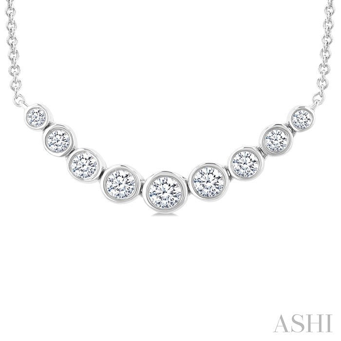 Bezel Set Graduated Diamond Smile Necklace